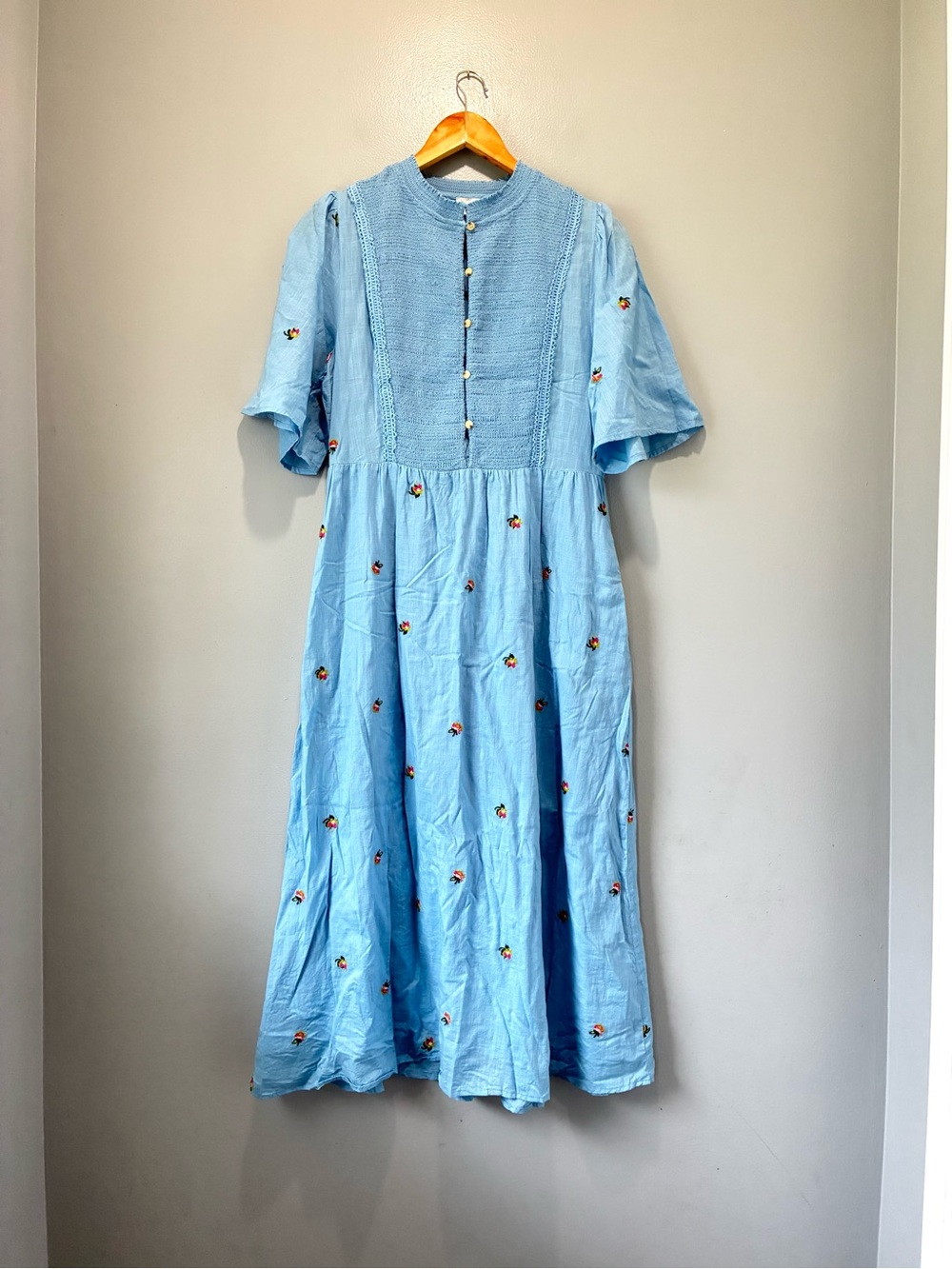 Atelier Reve Blue Cotton Floral Irolivia Midi Dress Embroidered - Picture 5 of 16